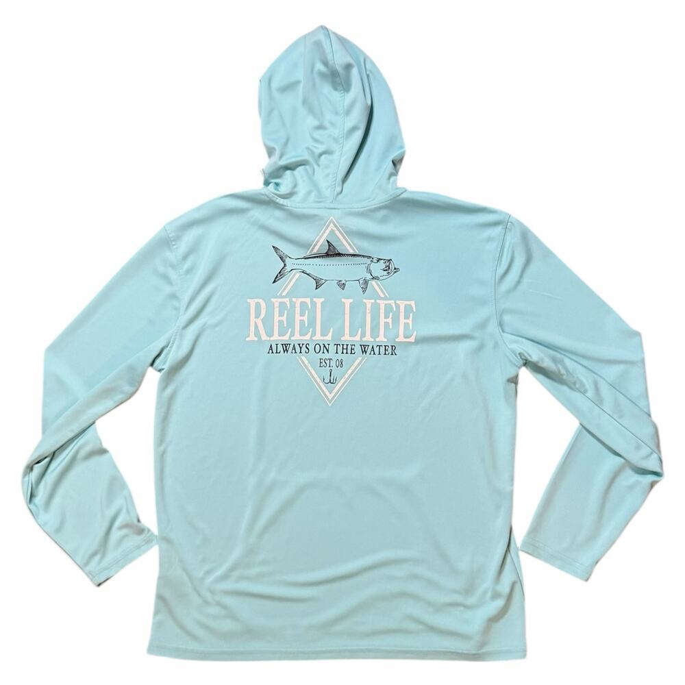 Reel Life Destin Heathered Pullover Hoodie Mens Sea Foam Green Size M - Picture 3 of 5